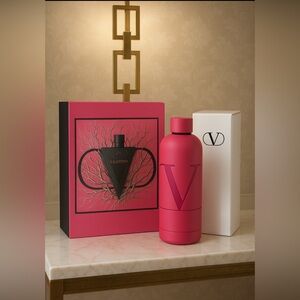 NIB iconic Valentino Pink Bottle Signature V with custom journal BUNDLE